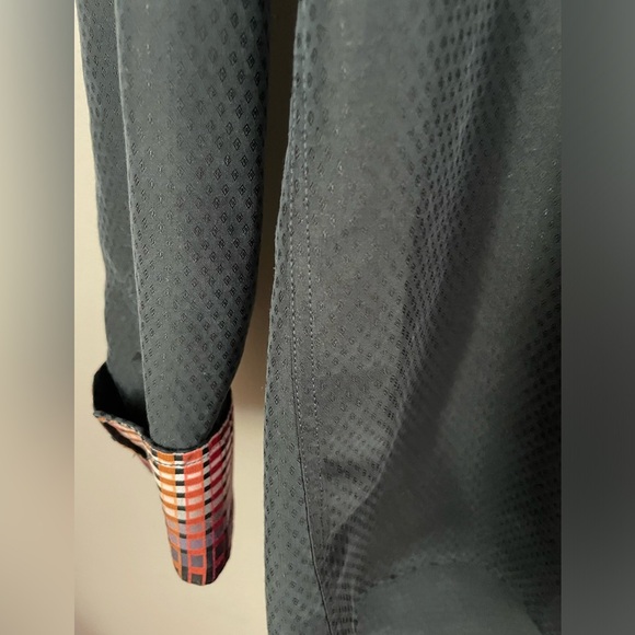 HARD ROCK BLACK LABEL MENS BUTTON DOWN LONG SLEEVE GRAY SHIRT Sz Med Flip Cuffs - Picture 5 of 11